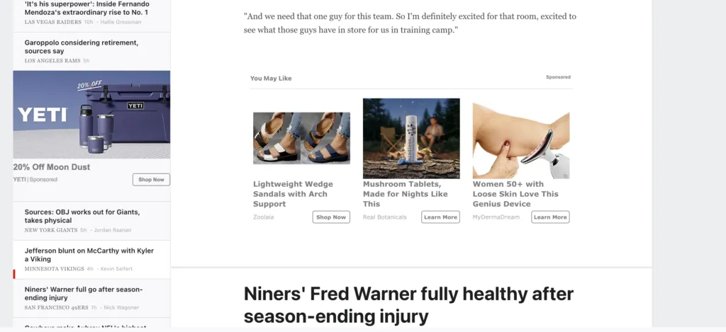 Native ad example for performance e-com