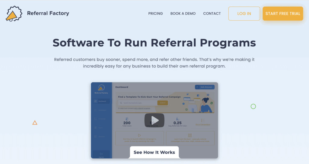 Referral Factory software for referral programs