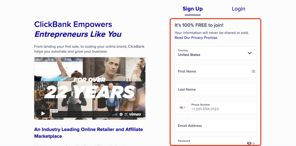 ClickBank account signup