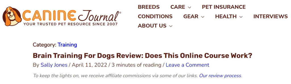 Brain Training For Dogs - Content Publisher product review