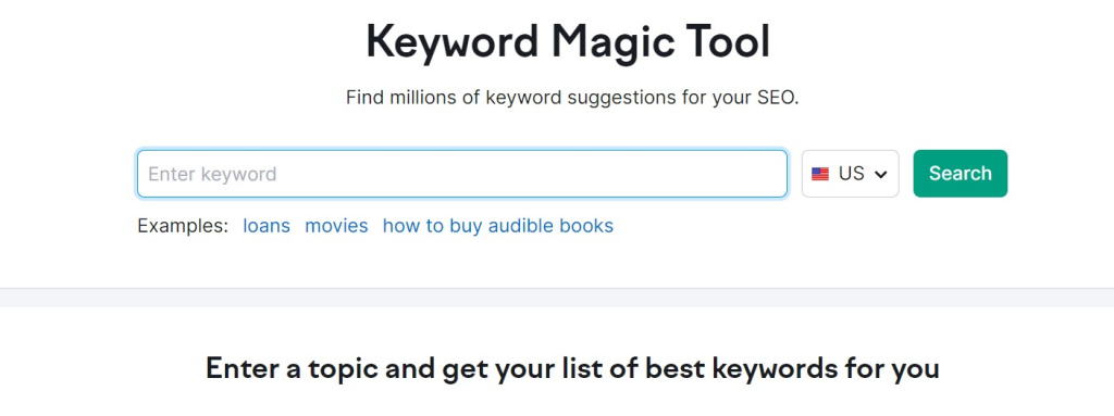 SEMrush Keyword Magic Tool