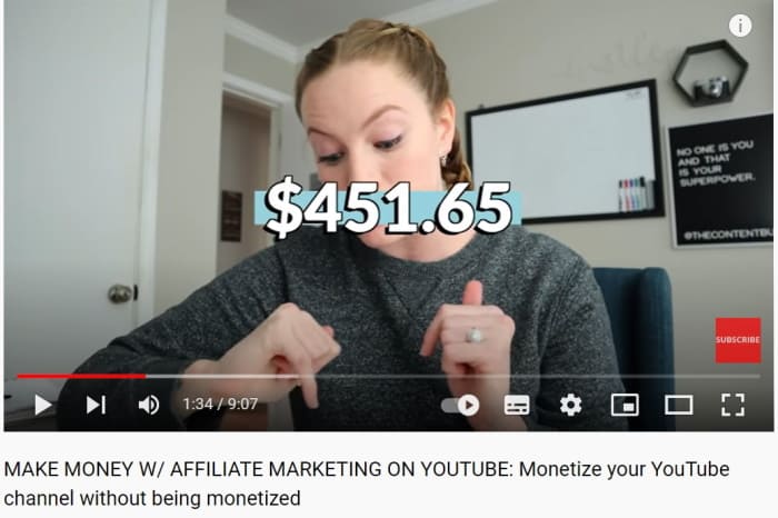 Affiliate earnings on YouTube