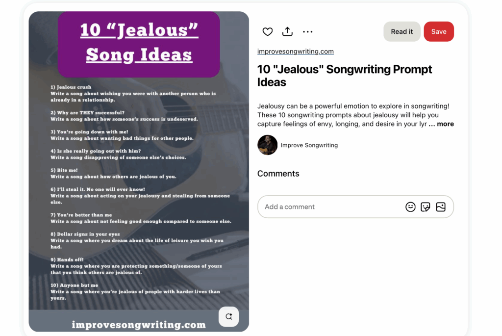 Example pin for music niche