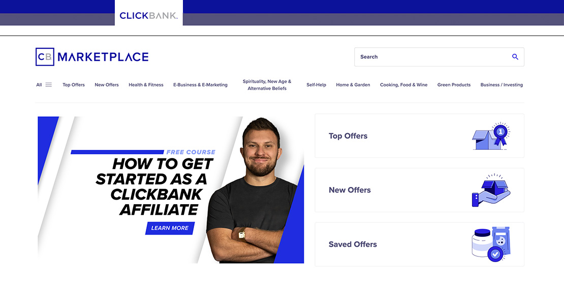 Screenshot from the ClickBank Marketplace
